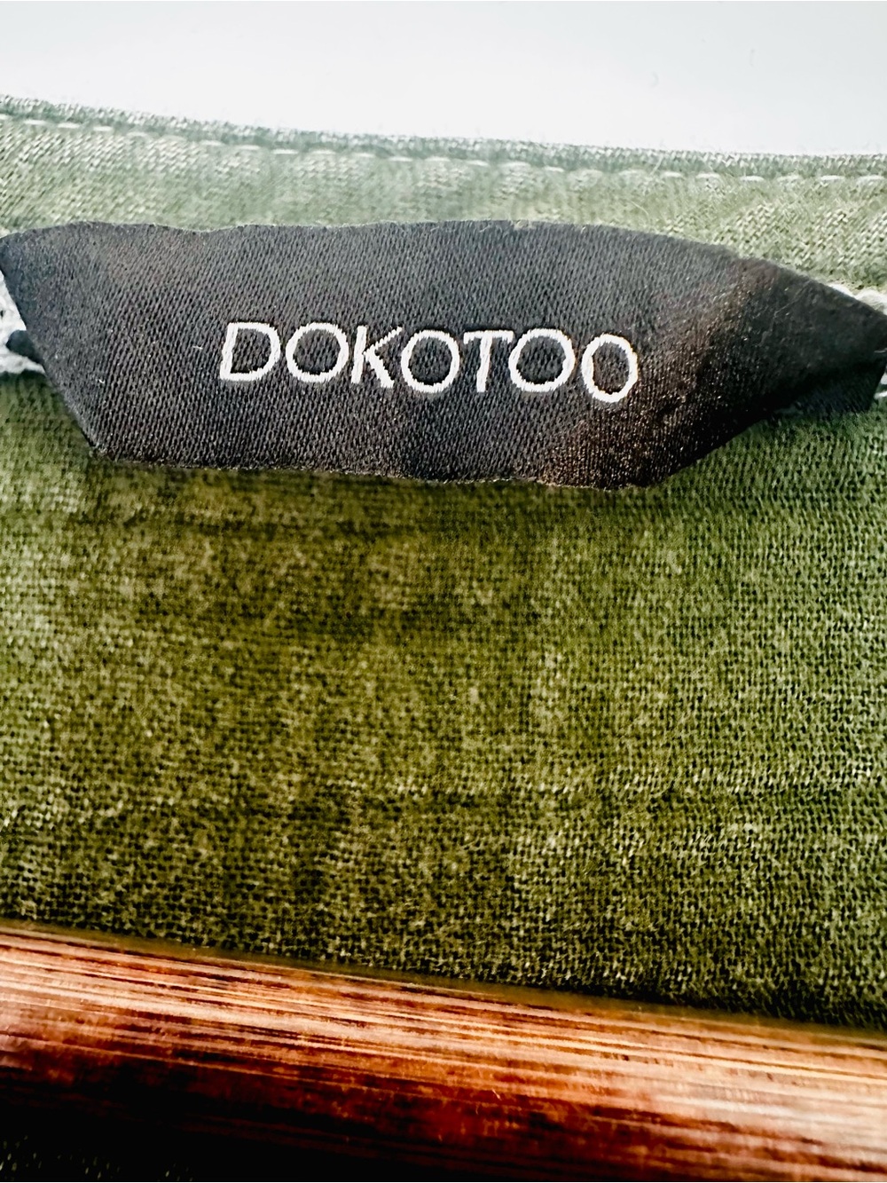Dokotoo Olive Green 100% Cotton Muslin Henley Long Sleeve Fall Small - Picture 3 of 6